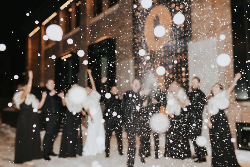 Bride and groom celebrating during their reception.