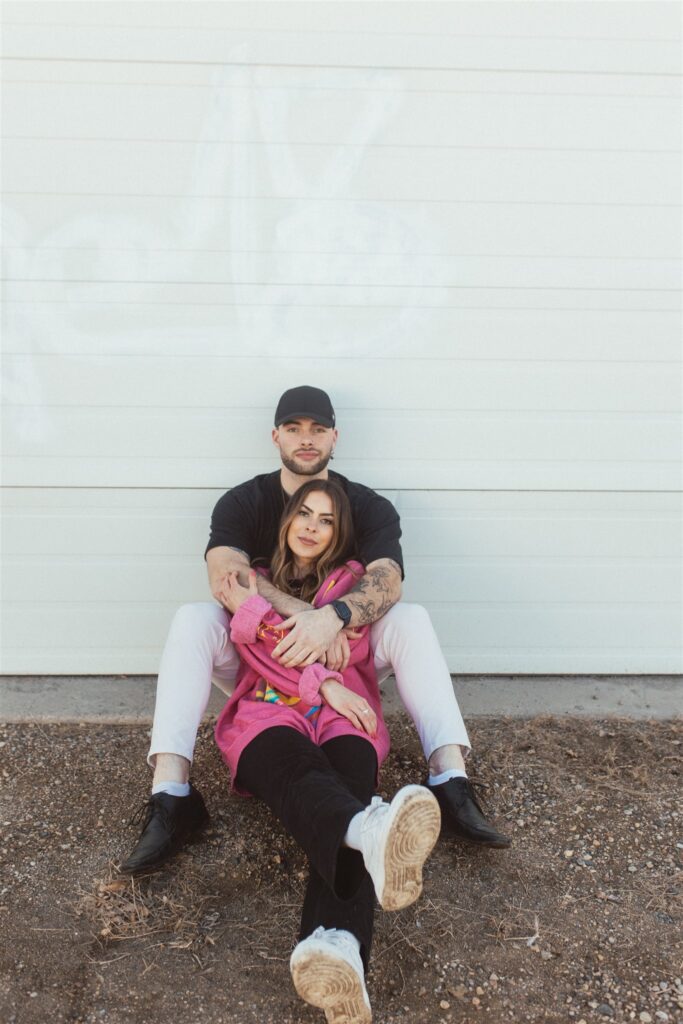 bright and playful photoshoot with couples posing downtown - saskatoon photos
