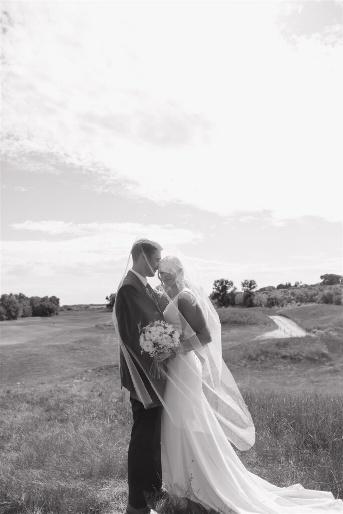 couple portraits after a wedding ceremony in saskatoon