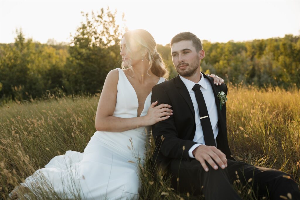 couple portraits after a wedding ceremony in saskatoon