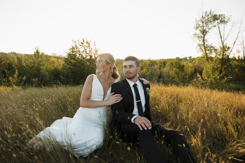 couple portraits after a wedding ceremony in saskatoon