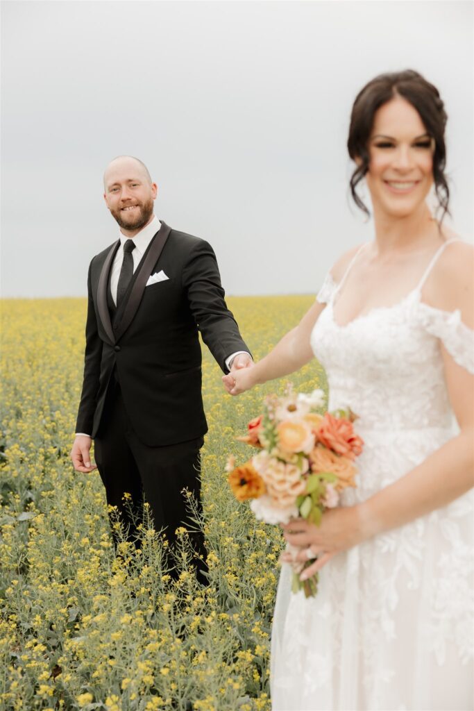 couple posing for their romantic and luxurious wedding photos in canada