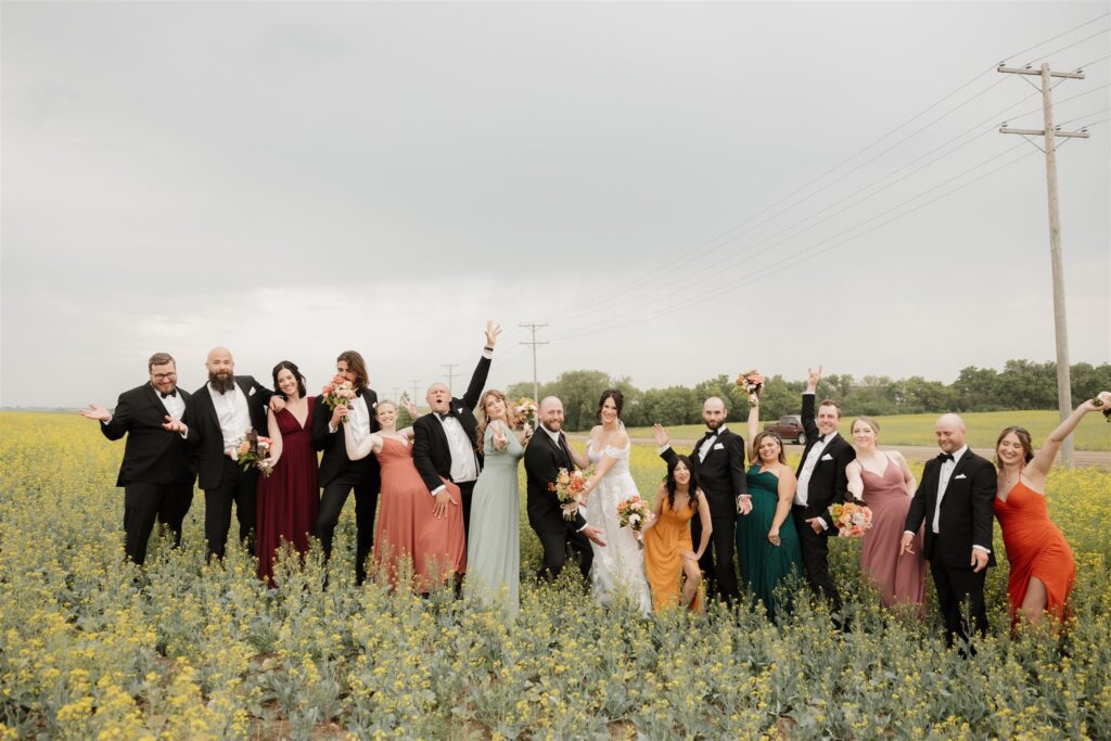 bridal party posing