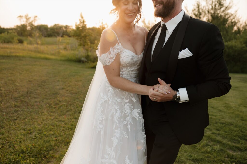 couple posing for their romantic and luxurious wedding photos in canada