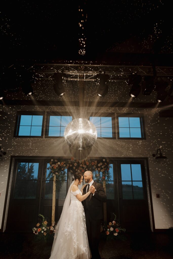 bride and groom during their first dance