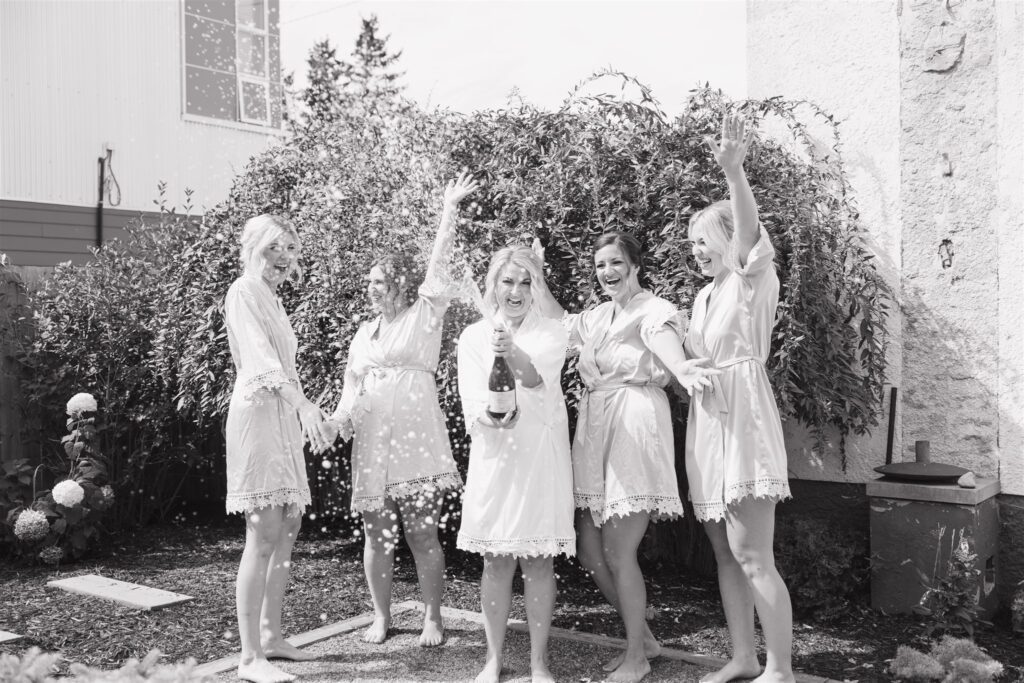 bridesmaids posing