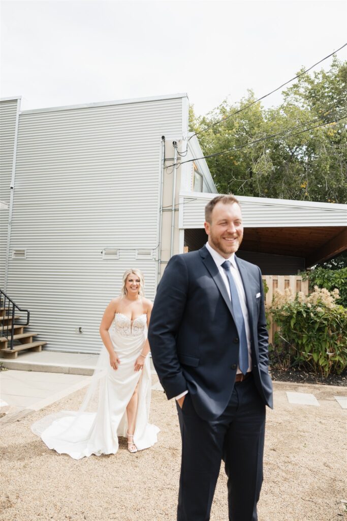 bride and groom first looks