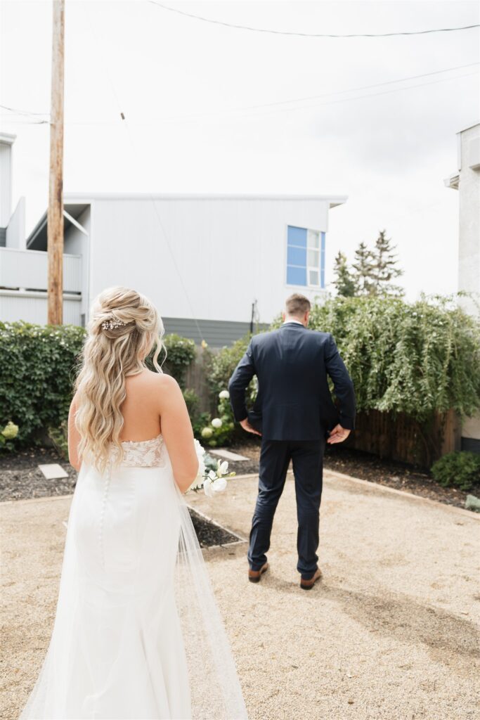 bride and groom first looks