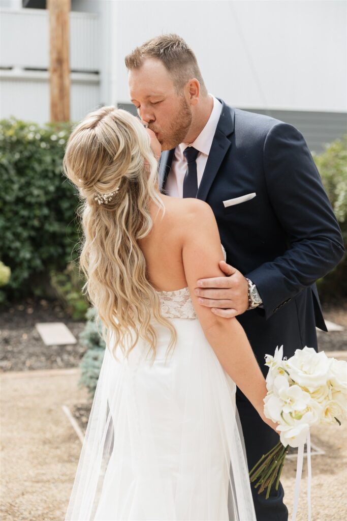 bride and groom first look