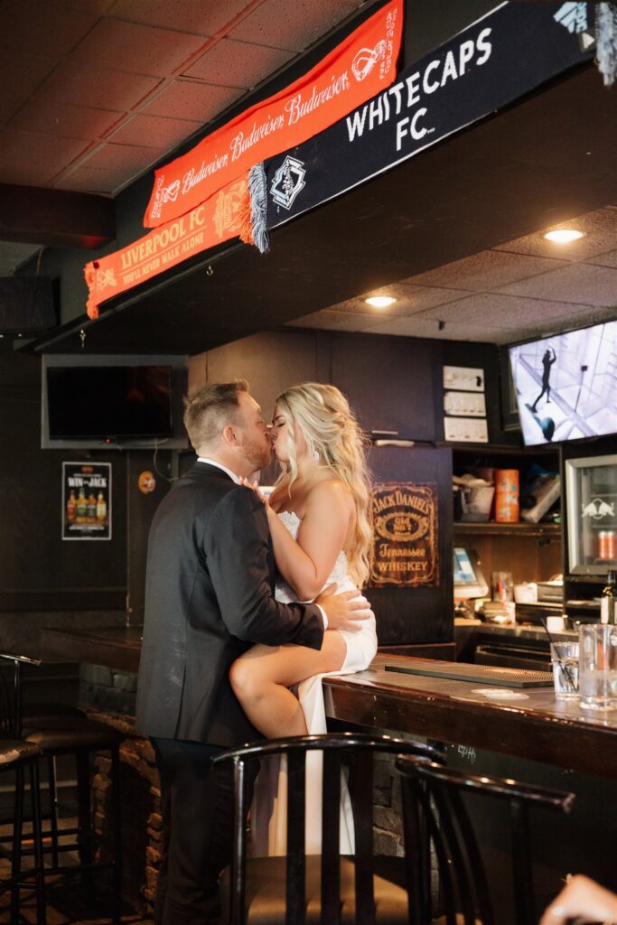 couple posing during their wedding reception