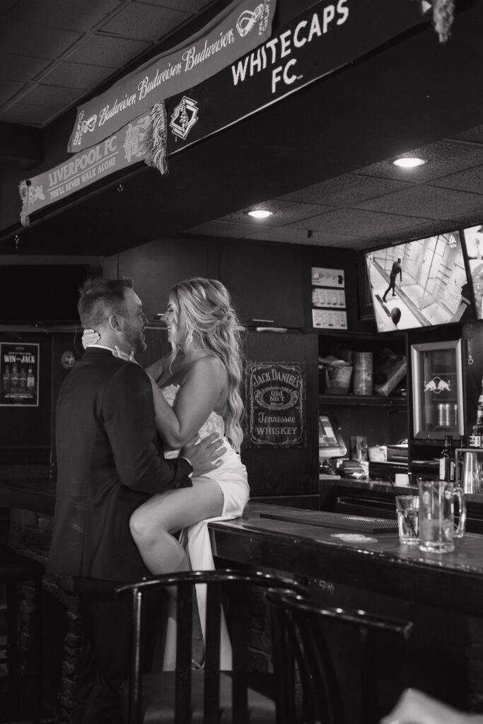 couple posing during their wedding reception