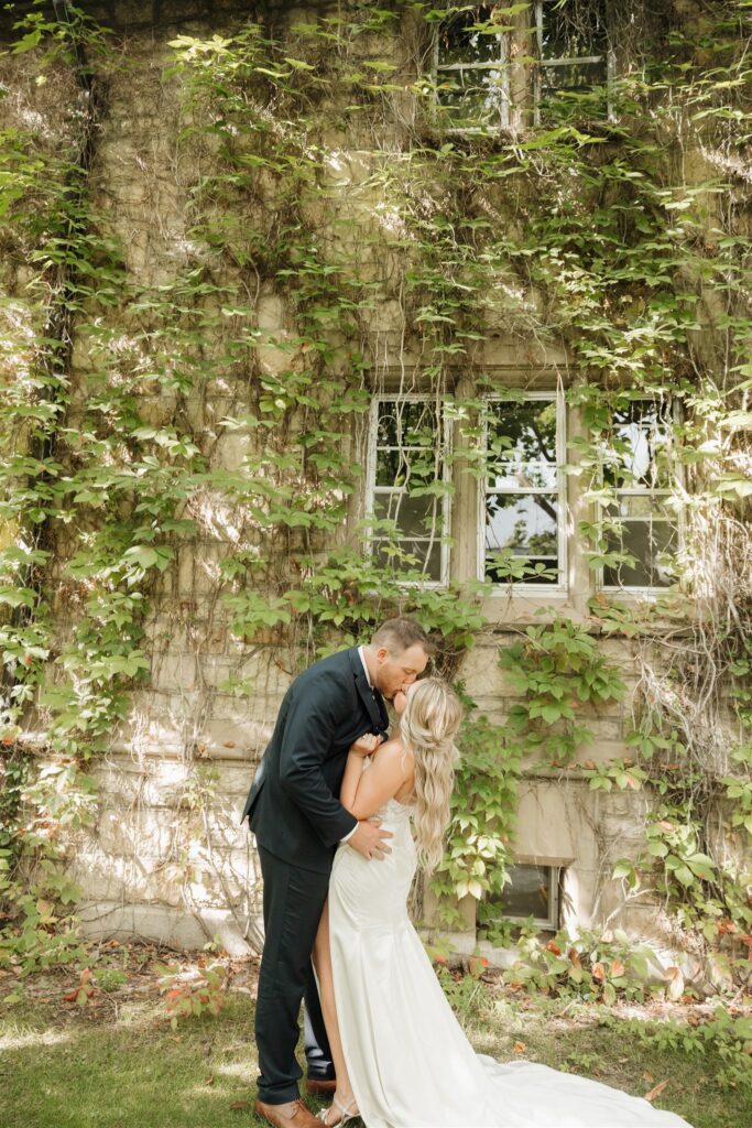 couple posing during golden hour for their wedding photos