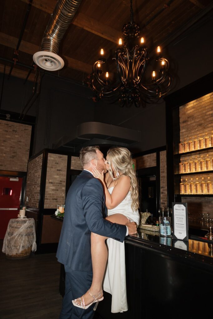 couple posing during their wedding reception