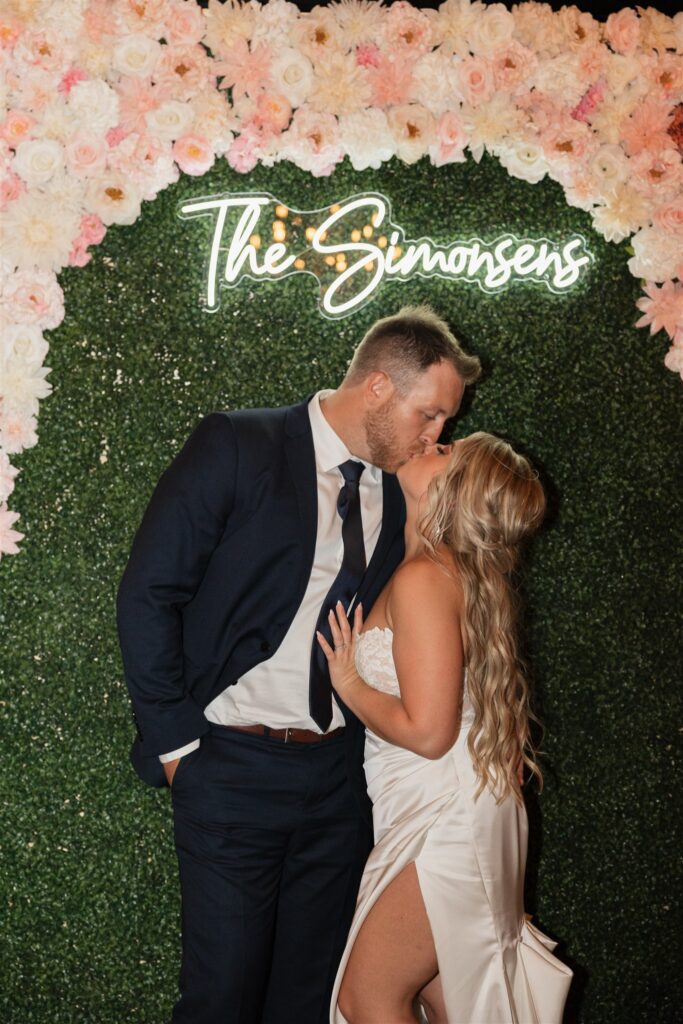 couple posing during their wedding reception