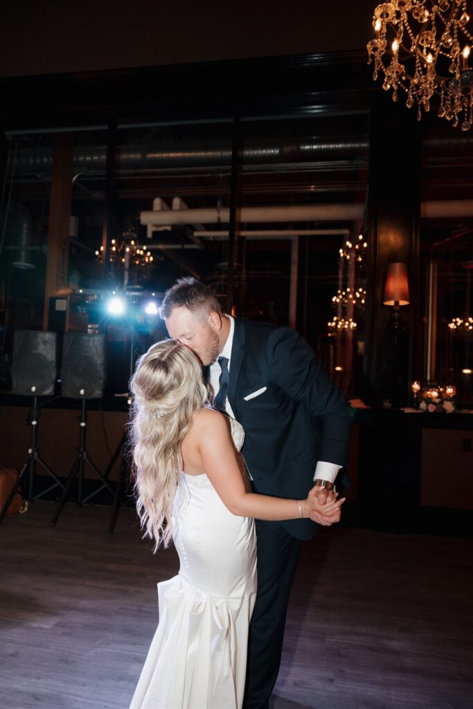 couple posing during their wedding reception