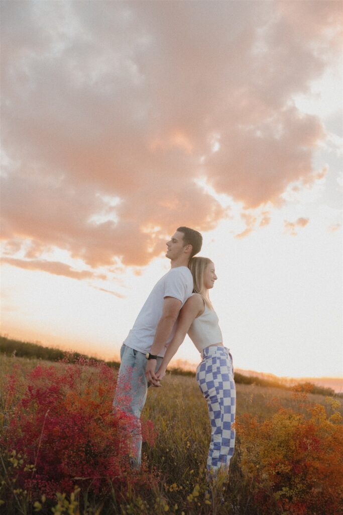 a sunset couples session in saskatoon
