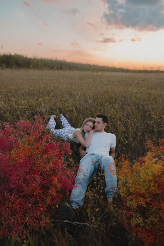 a sunset couples session in saskatoon