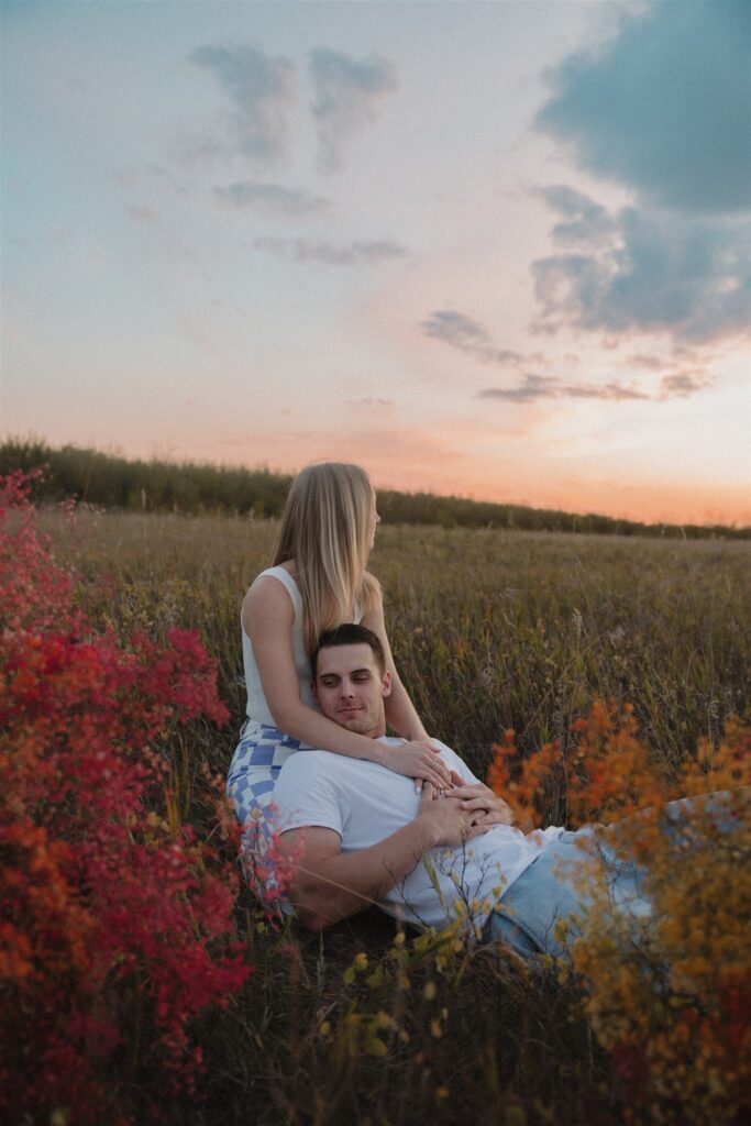 a sunset couples session in saskatoon