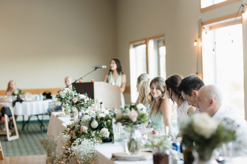 bride and groom celebrating their wedding during their wedding reception