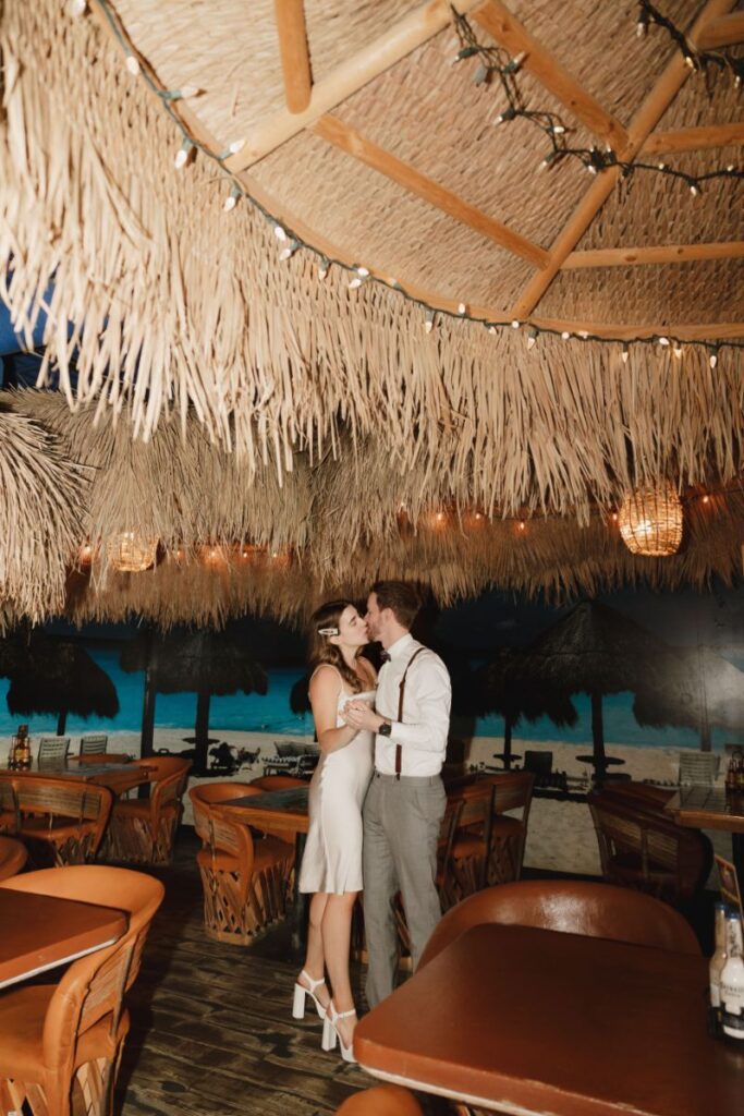 Editorial-style flash portrait of Chelsea and Michael at their first date location