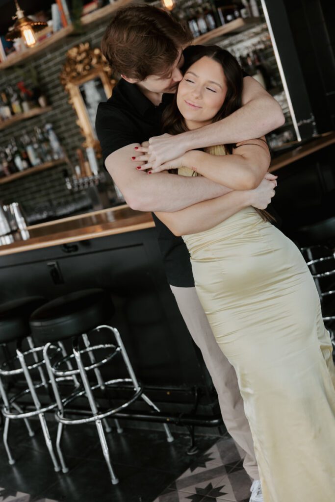 Elegant modern couples photoshoot inside Cocktail YXE bar