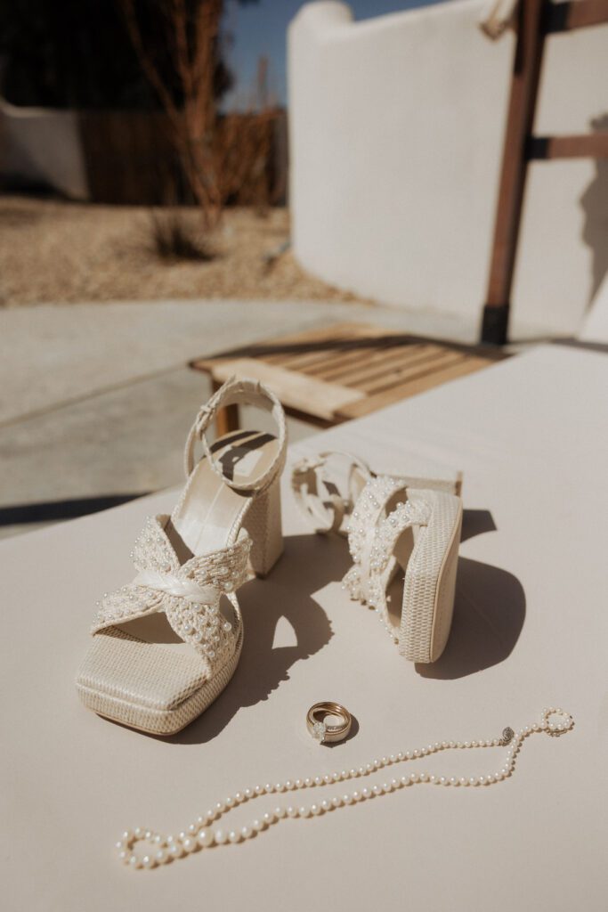 Detail shot of personalized brides details before elopement.