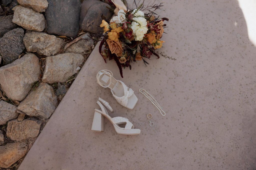 Detail shot of personalized brides details before elopement.