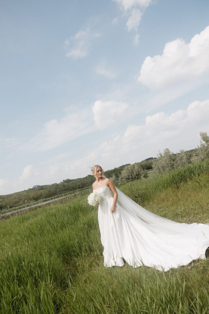 bride in her moon lake wedding photography