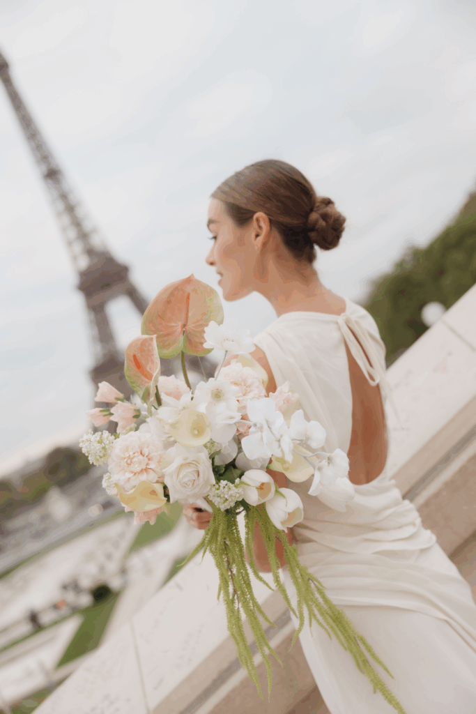 Editorial-style wedding portraits captured in Paris, France.