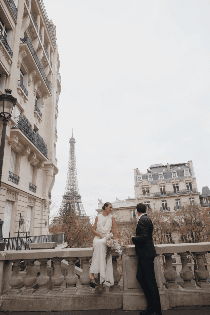 Editorial-style wedding portraits captured in Paris, France.