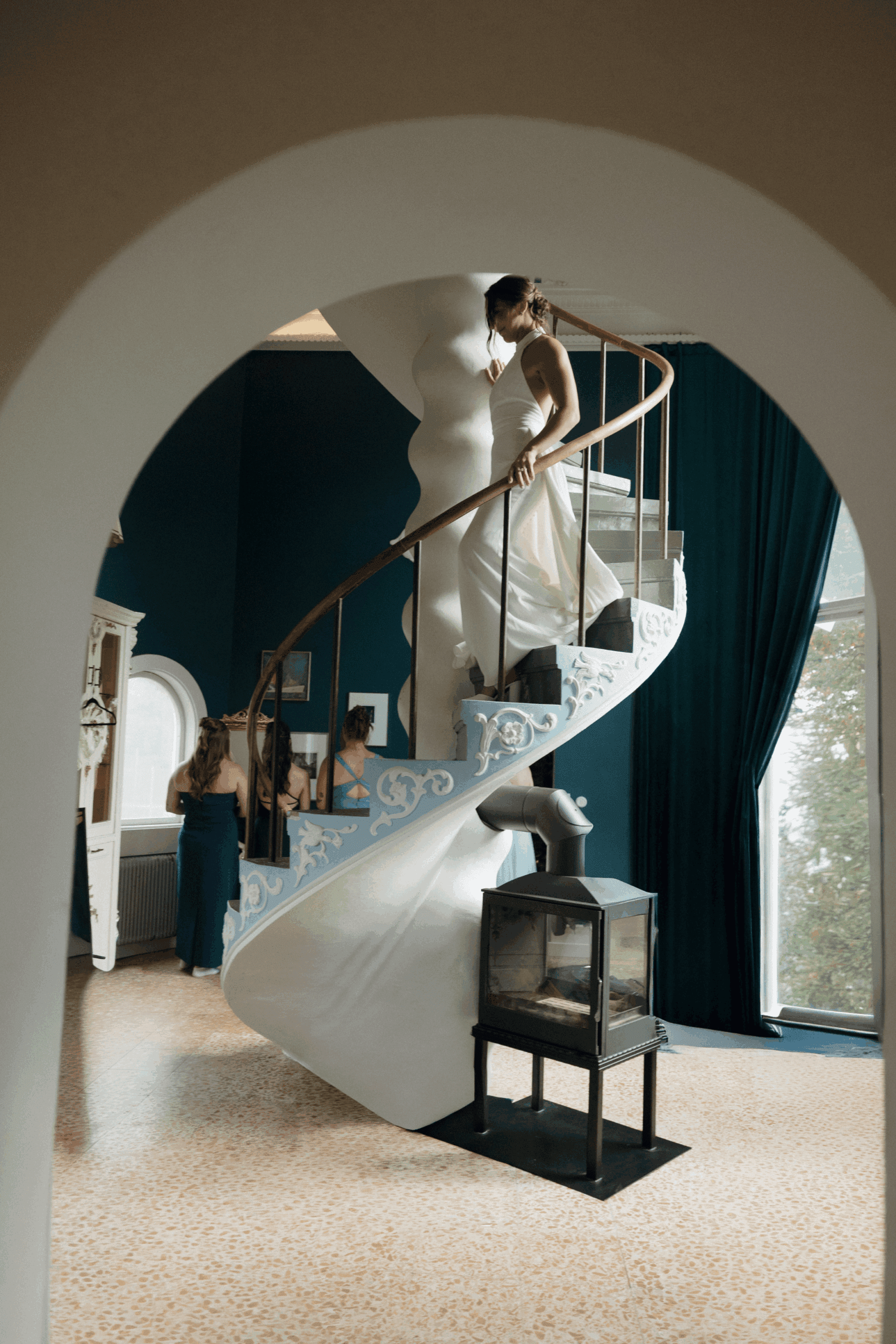 Bride getting ready inside Hjelmsjöborg Castle with soft morning light and elegant details.